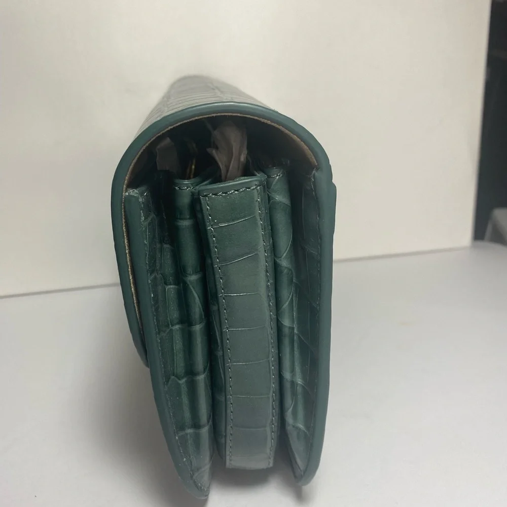 Jason Wu NWT Sage Leaf Croc Embossed Orbit Clutch - Picture 7 of 10